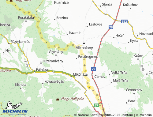 MICHELIN Felsőregmec map - ViaMichelin