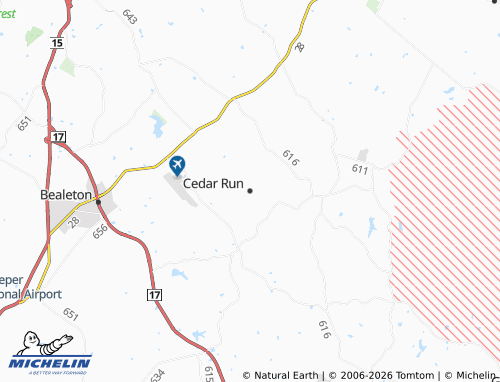 Kaart MICHELIN Cedar Run - ViaMichelin