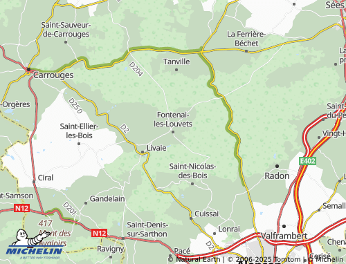 Carte MICHELIN Fontenai-les-Louvets - ViaMichelin