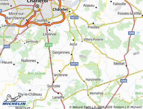 MICHELIN Gerpinnes map - ViaMichelin