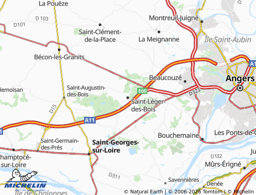 Carte MICHELIN Saint-Léger-des-Bois - ViaMichelin