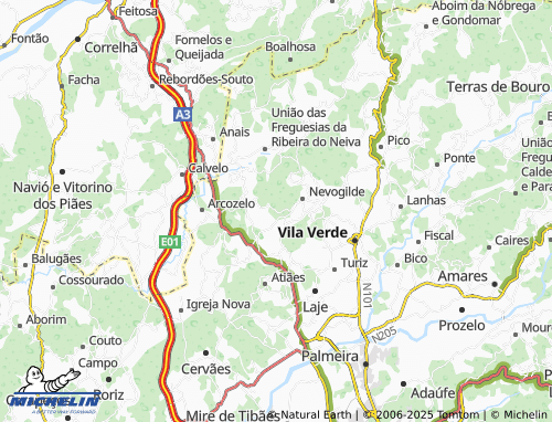 Carte MICHELIN União das Freguesias de Carreiras (São Miguel) e Carreiras (Santiago) - ViaMichelin