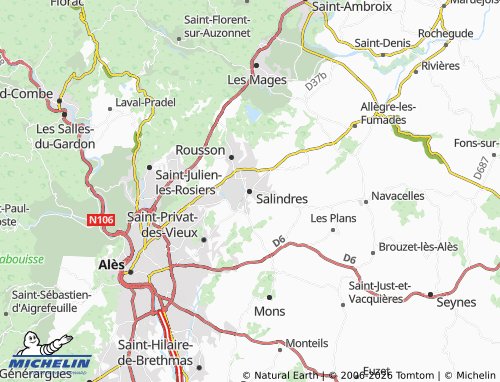 Mapa MICHELIN Salindres - ViaMichelin