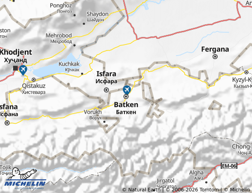 MICHELIN Batken Region map - ViaMichelin