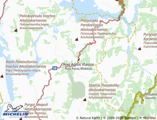 MICHELIN Ano Agios Vlasios map - ViaMichelin