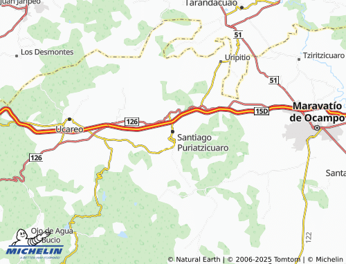MICHELIN Santiago Puriatzicuaro map - ViaMichelin