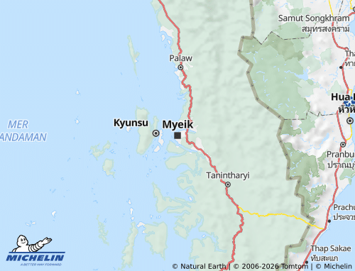 MICHELIN Tanintharyi Region map - ViaMichelin