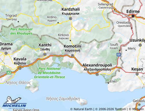 Mapa MICHELIN Macedonia Oriental y Tracia - ViaMichelin