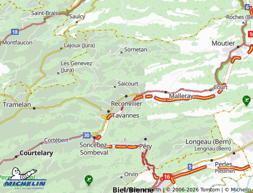 Carte MICHELIN Reconvilier - ViaMichelin