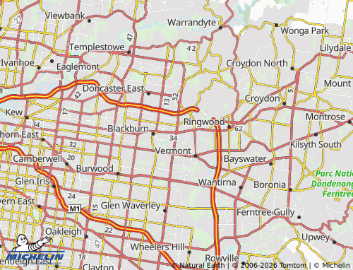 Mapa MICHELIN Nunawading - ViaMichelin