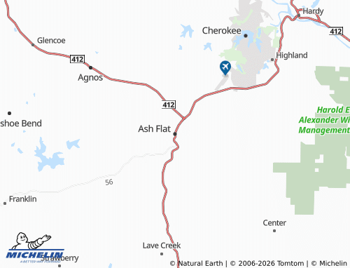 Mapa MICHELIN Ash Flat - ViaMichelin
