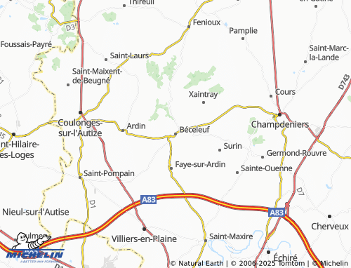 MICHELIN Béceleuf map - ViaMichelin