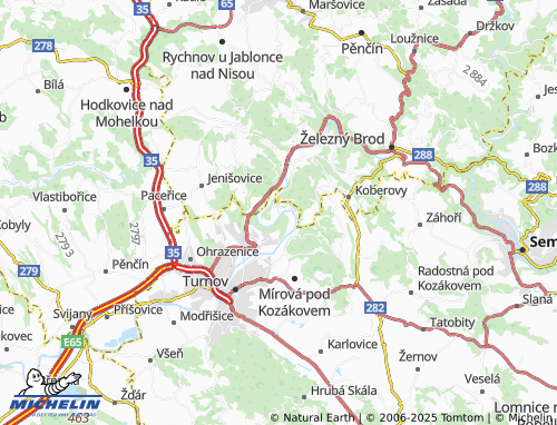 MICHELIN-Landkarte Rakousy - ViaMichelin