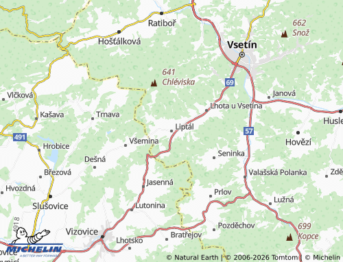 Mappa MICHELIN Liptál - ViaMichelin