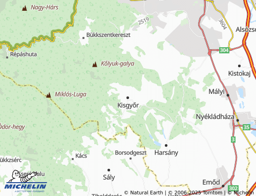 MICHELIN Kisgyőr map - ViaMichelin