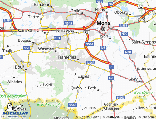 MICHELIN Frameries map - ViaMichelin