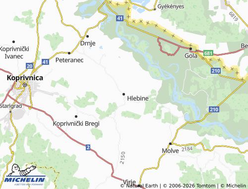 Mapa MICHELIN Hlebine - ViaMichelin