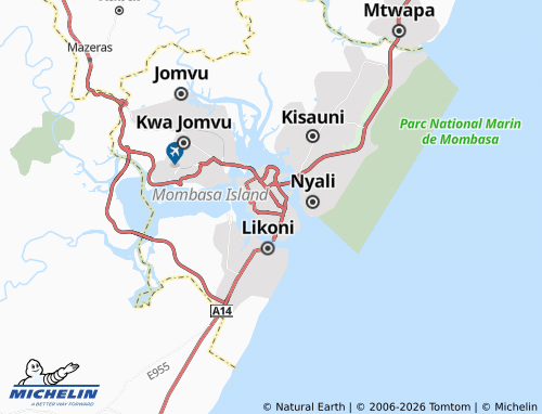 MICHELIN Mombasa Island map - ViaMichelin