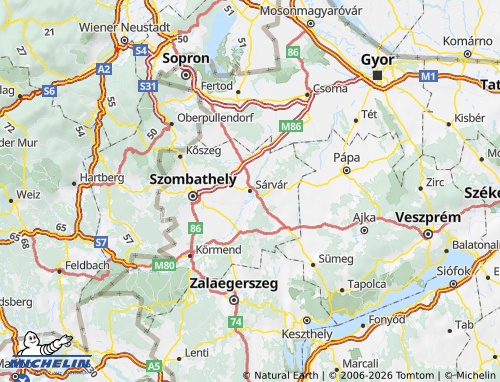 Carte MICHELIN Sárvári járás - ViaMichelin