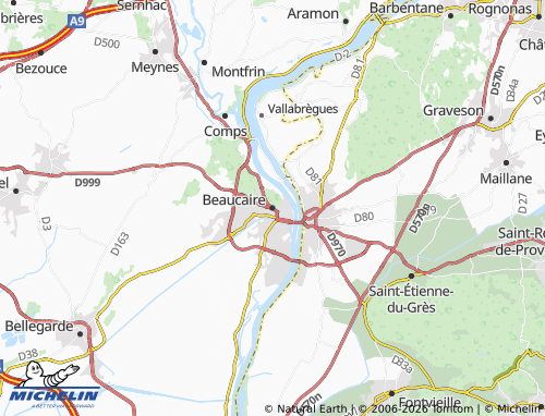 Mapa MICHELIN Beaucaire - ViaMichelin