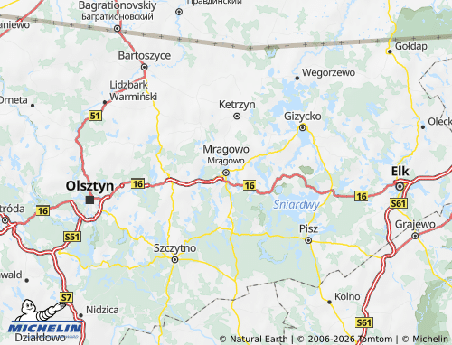 MICHELIN Mrągowski map - ViaMichelin