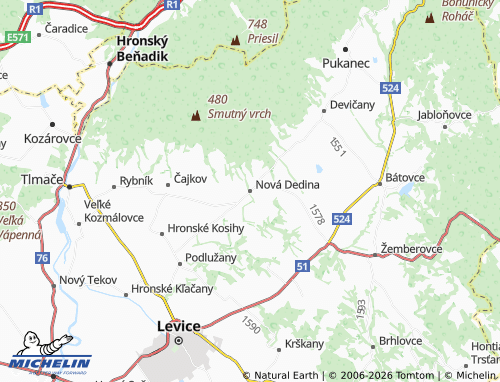 MICHELIN Nová Dedina map - ViaMichelin