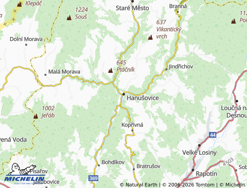 Mappa MICHELIN Hanušovice - ViaMichelin