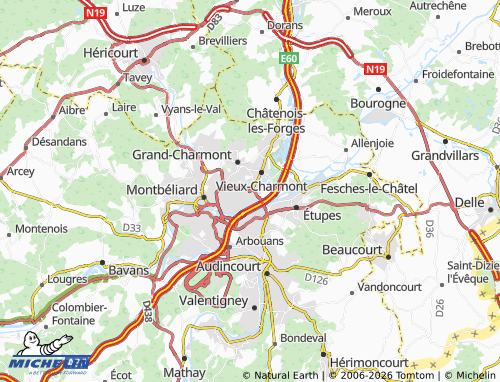 Mapa MICHELIN Sochaux - ViaMichelin
