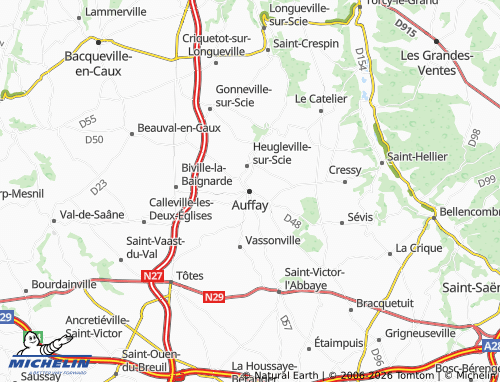 Mapa MICHELIN Auffay - ViaMichelin