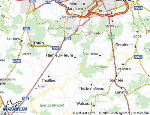 Kaart MICHELIN Ham-sur-Heure-Nalinnes - ViaMichelin
