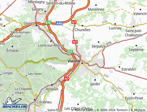 Carte MICHELIN Saint-Romain-en-Gal - ViaMichelin