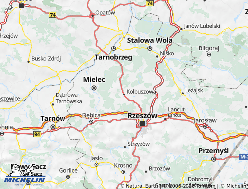 MICHELIN Kolbuszowski map - ViaMichelin