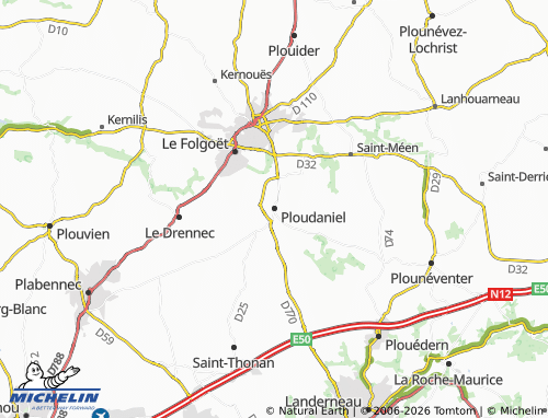 Mappa MICHELIN Ploudaniel - ViaMichelin