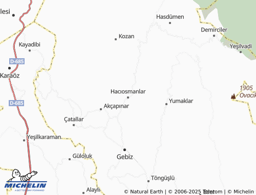 MICHELIN Hacıosmanlar map - ViaMichelin