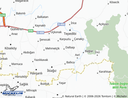 MICHELIN Dalbaşı map - ViaMichelin
