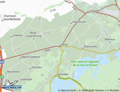 MICHELIN Piney map - ViaMichelin