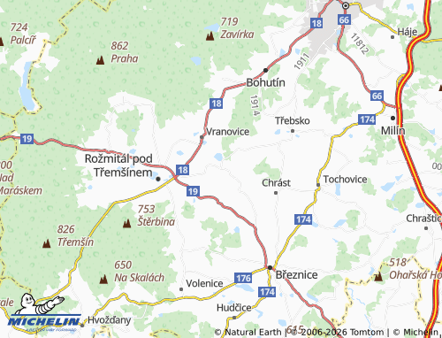 Kaart MICHELIN Nesvačily - ViaMichelin