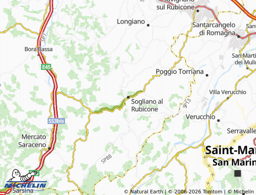 MICHELIN-Landkarte Sogliano al Rubicone - ViaMichelin