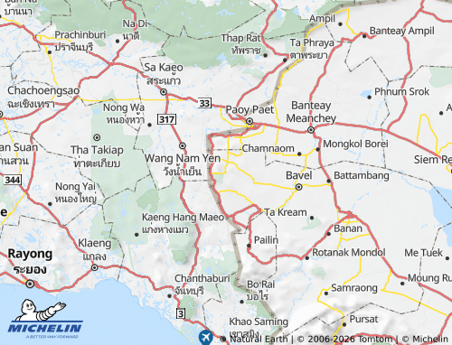 MICHELIN Phnum Proek map - ViaMichelin