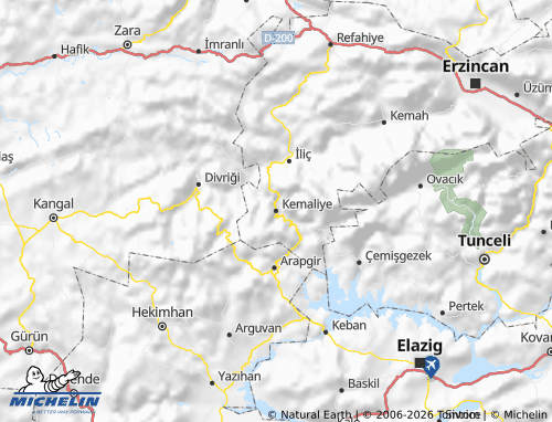 MICHELIN Kemaliye map - ViaMichelin