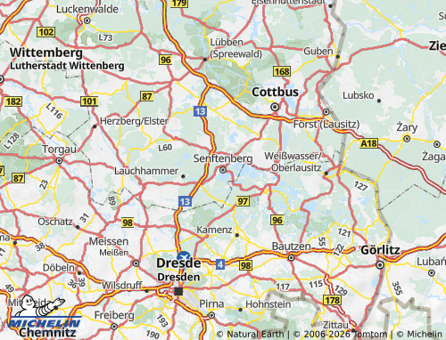 MICHELIN-Landkarte Oberspreewald-Lausitz - ViaMichelin