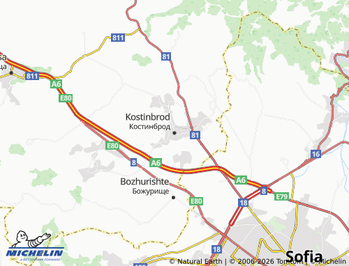 Mapa MICHELIN Kostinbrod - ViaMichelin