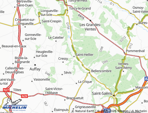 MICHELIN Saint-Hellier map - ViaMichelin