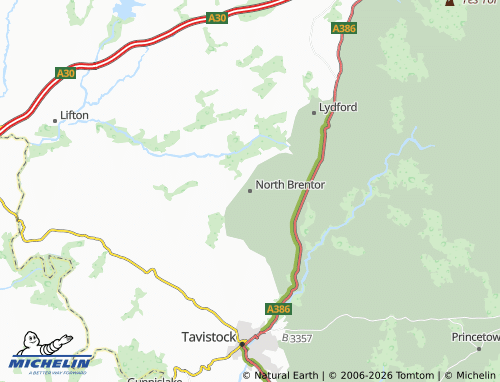 MICHELIN North Brentor map - ViaMichelin
