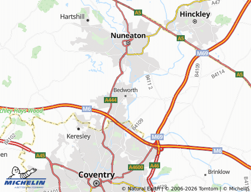 Carte MICHELIN Bedworth - ViaMichelin