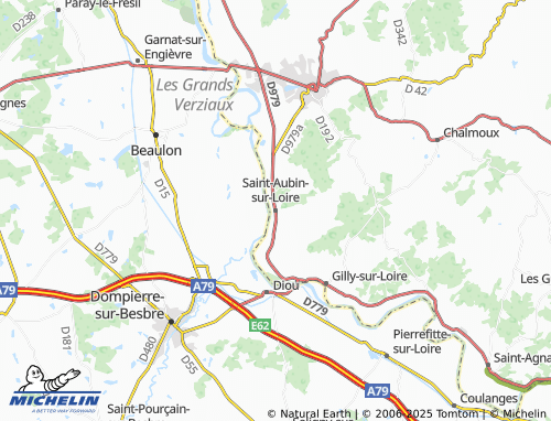 Kaart MICHELIN Saint-Aubin-sur-Loire - ViaMichelin