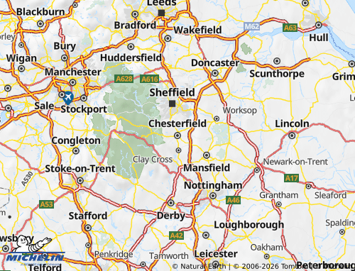 Mappa MICHELIN Derbyshire - ViaMichelin