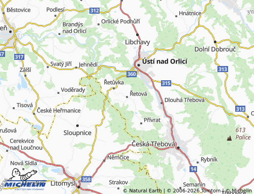 Mappa MICHELIN Řetová - ViaMichelin