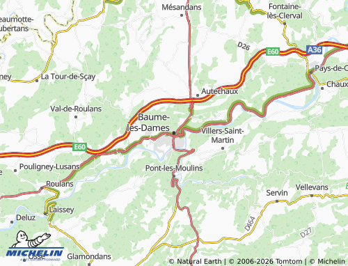 Mappa MICHELIN Baume-les-Dames - ViaMichelin