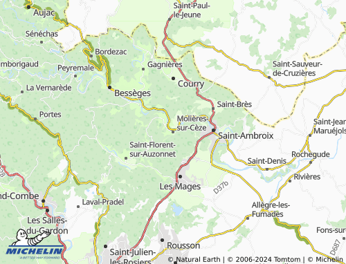 Carte MICHELIN Molières-sur-Cèze - ViaMichelin